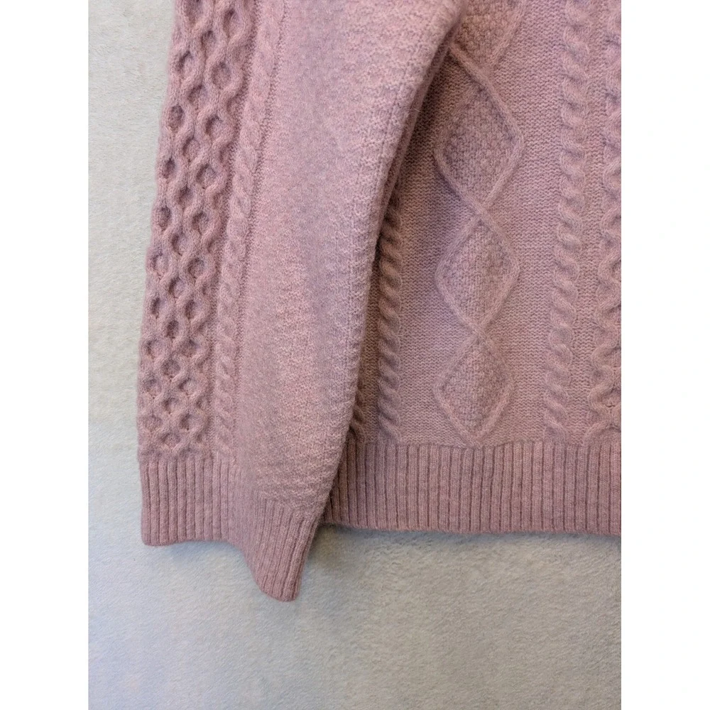 Cyrus Misty Pink Cable Knit Crew Neck Sweater Womens Large CV172503 NWT - Picture 2 of 10
